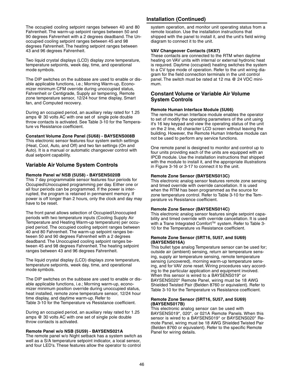 Trane INTELLIPAK ™ ™ ™ ™ ™ Commercial Single-Zone Rooftop Air Conditioners with CV or VAV Control User Manual | Page 47 / 118