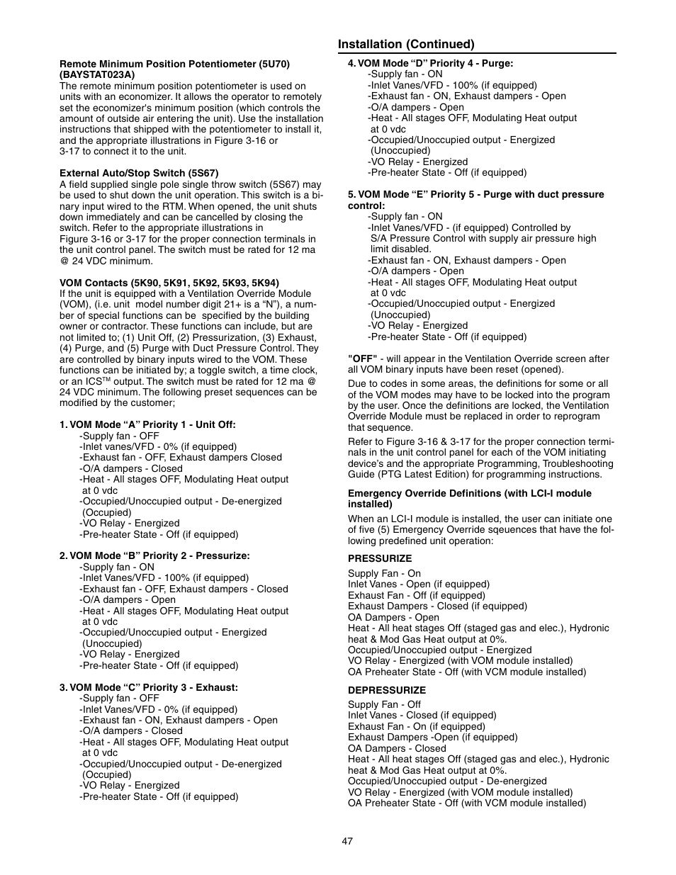 Trane INTELLIPAK ™ ™ ™ ™ ™ Commercial Single-Zone Rooftop Air Conditioners with CV or VAV Control User Manual | Page 48 / 118