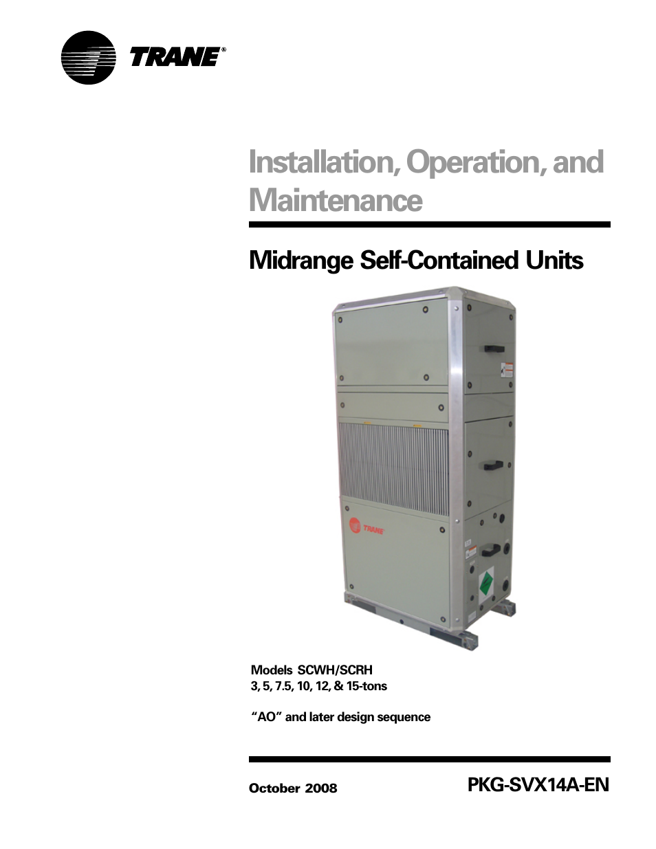 Trane SCWH User Manual | 36 pages
