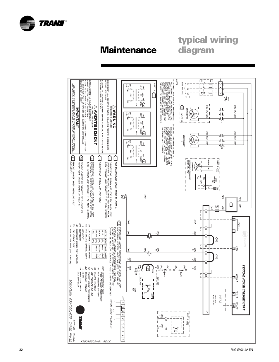 Typical wiring diagrams, Typical wiring diagram maintenance | Trane SCWH User Manual | Page 32 / 36