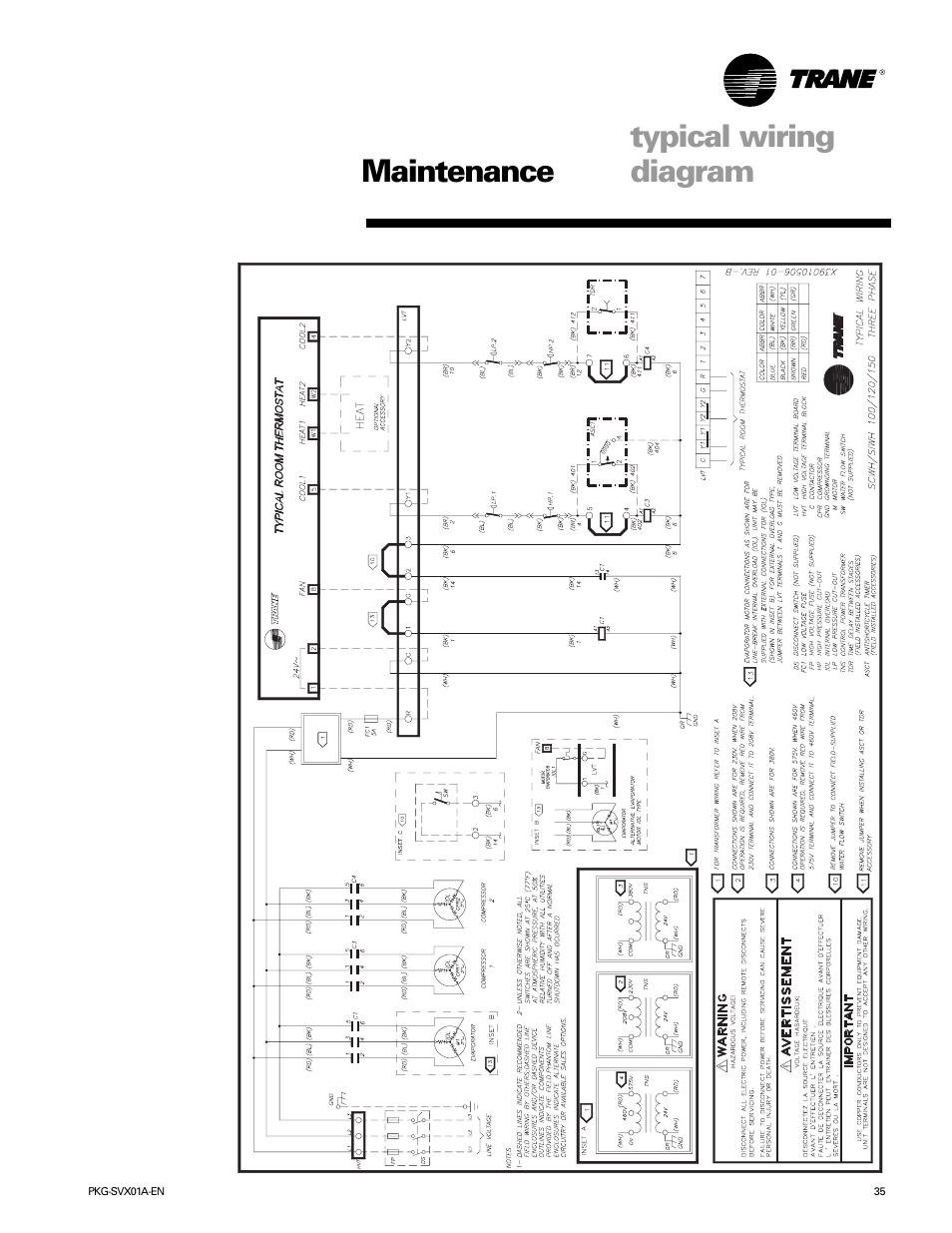 Typical wiring diagram maintenance | Trane SCWH User Manual | Page 35 / 36