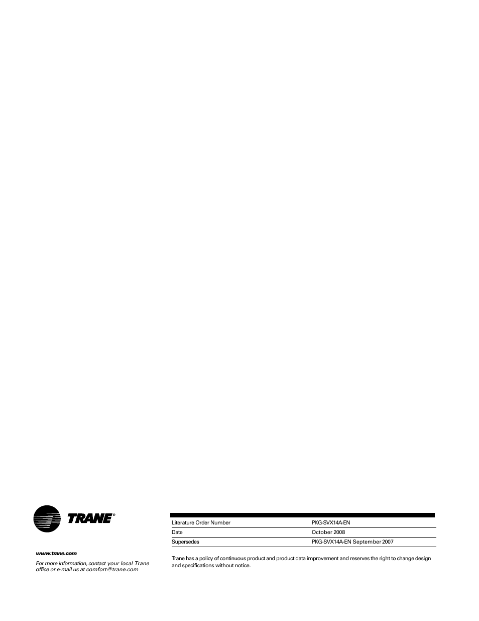 Trane SCWH User Manual | Page 36 / 36