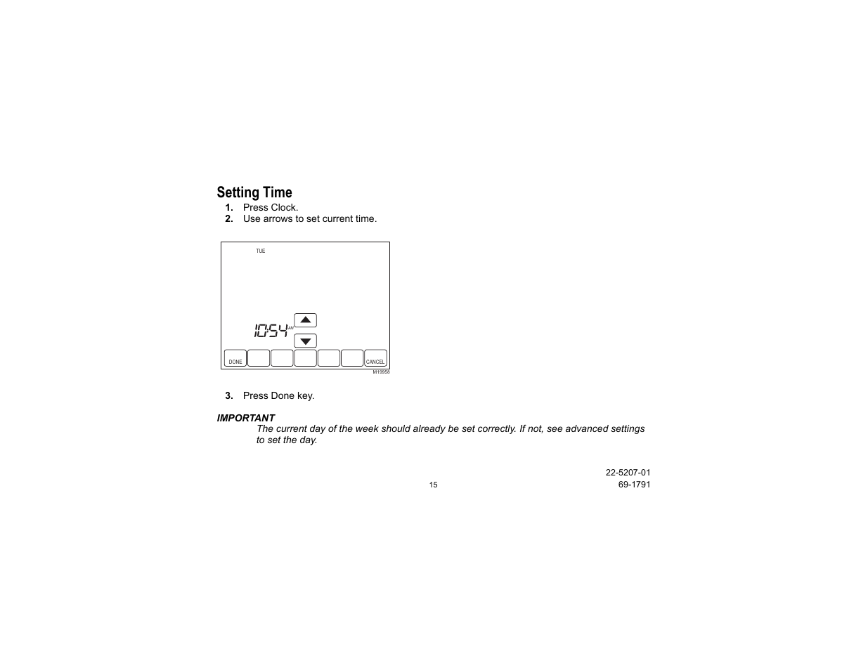 Setting time | Trane TCONT800 User Manual | Page 15 / 52