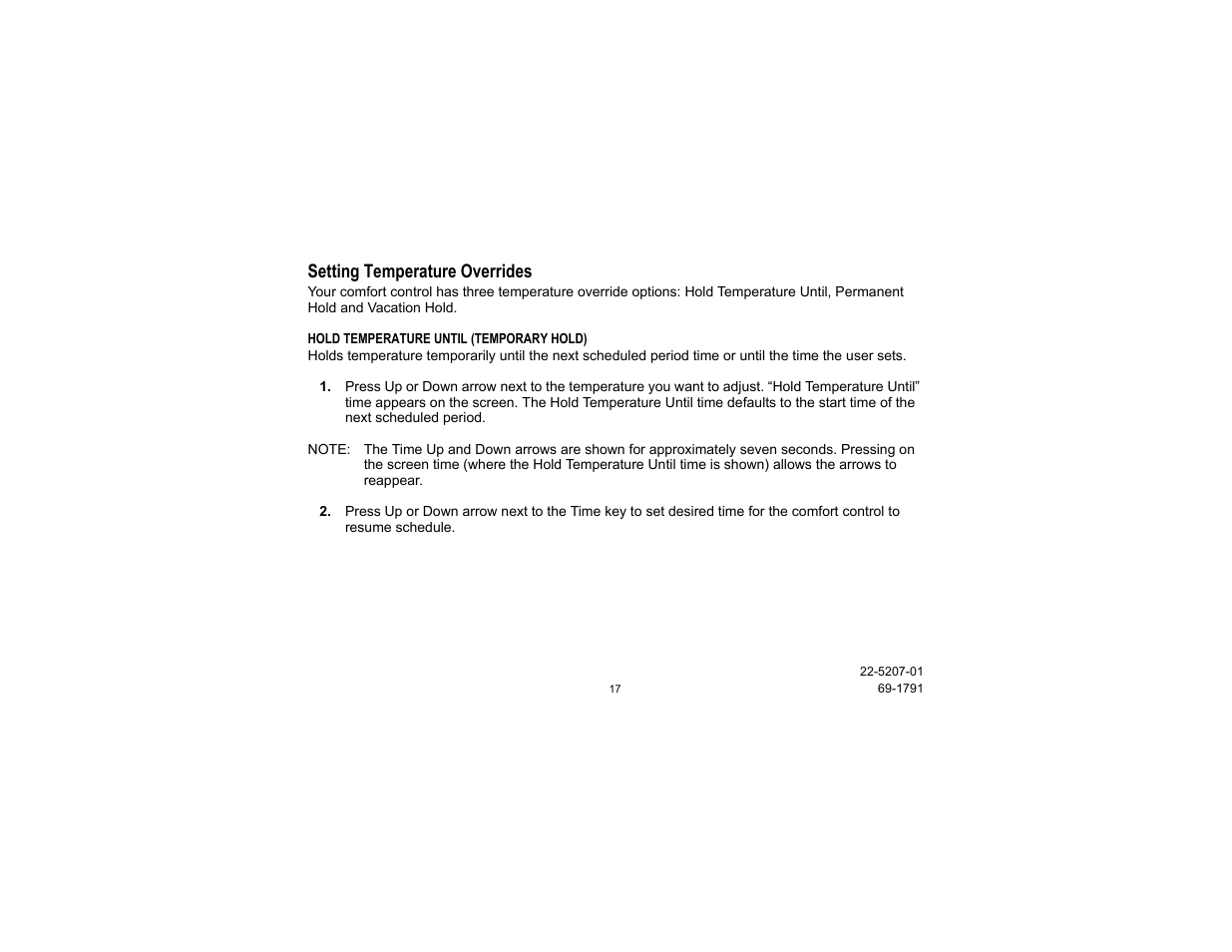 Setting temperature overrides | Trane TCONT800 User Manual | Page 17 / 52