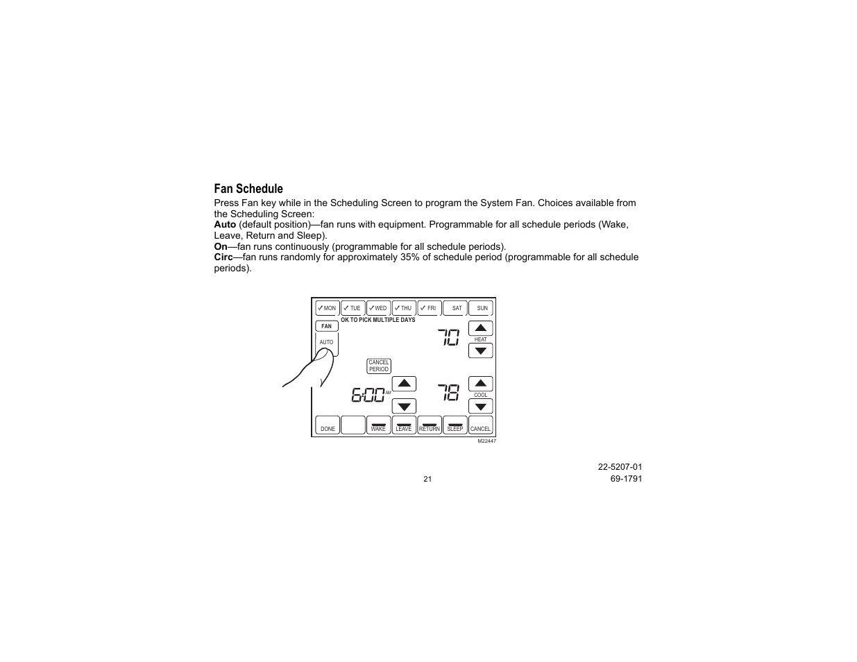 Fan schedule | Trane TCONT800 User Manual | Page 21 / 52
