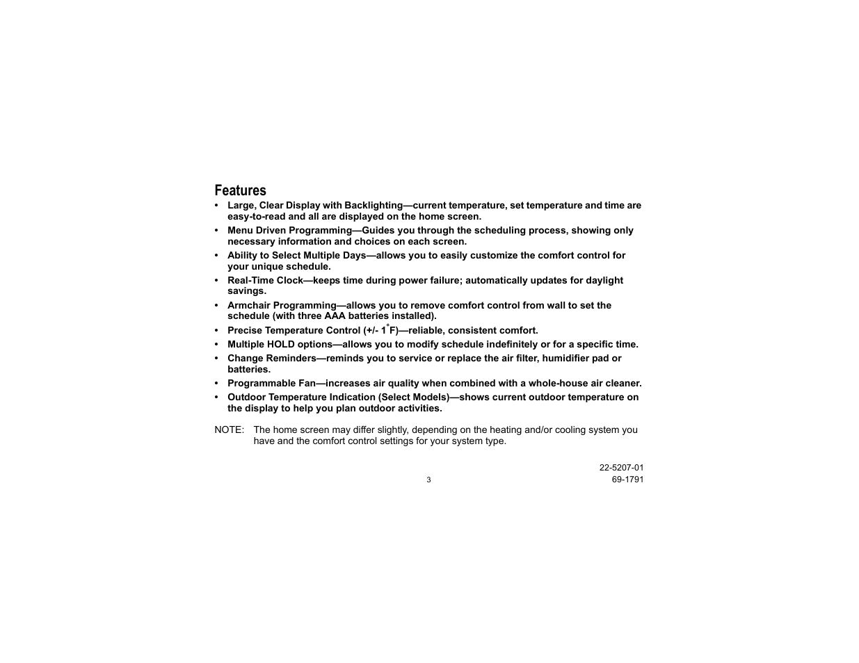 Features | Trane TCONT800 User Manual | Page 3 / 52