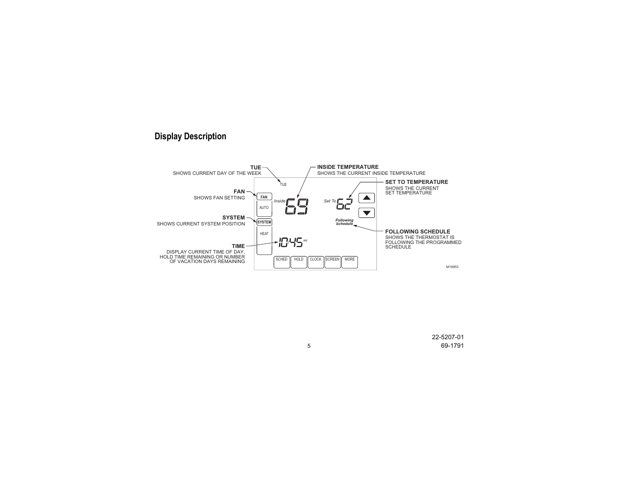 Display description | Trane TCONT800 User Manual | Page 5 / 52