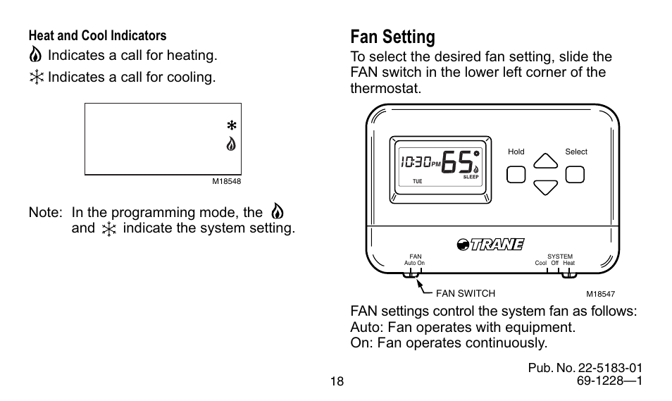 Fan setting | Trane 350 User Manual | Page 18 / 24