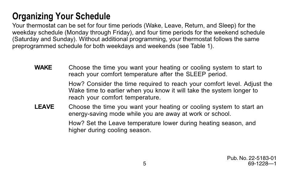 Organizing your schedule | Trane 350 User Manual | Page 5 / 24