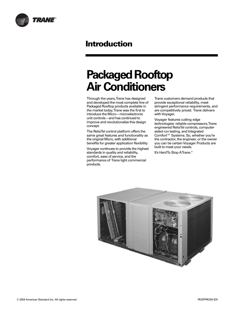 Introduction, Packaged rooftop air conditioners | Trane PKGP-PRC001-EN User Manual | Page 2 / 52