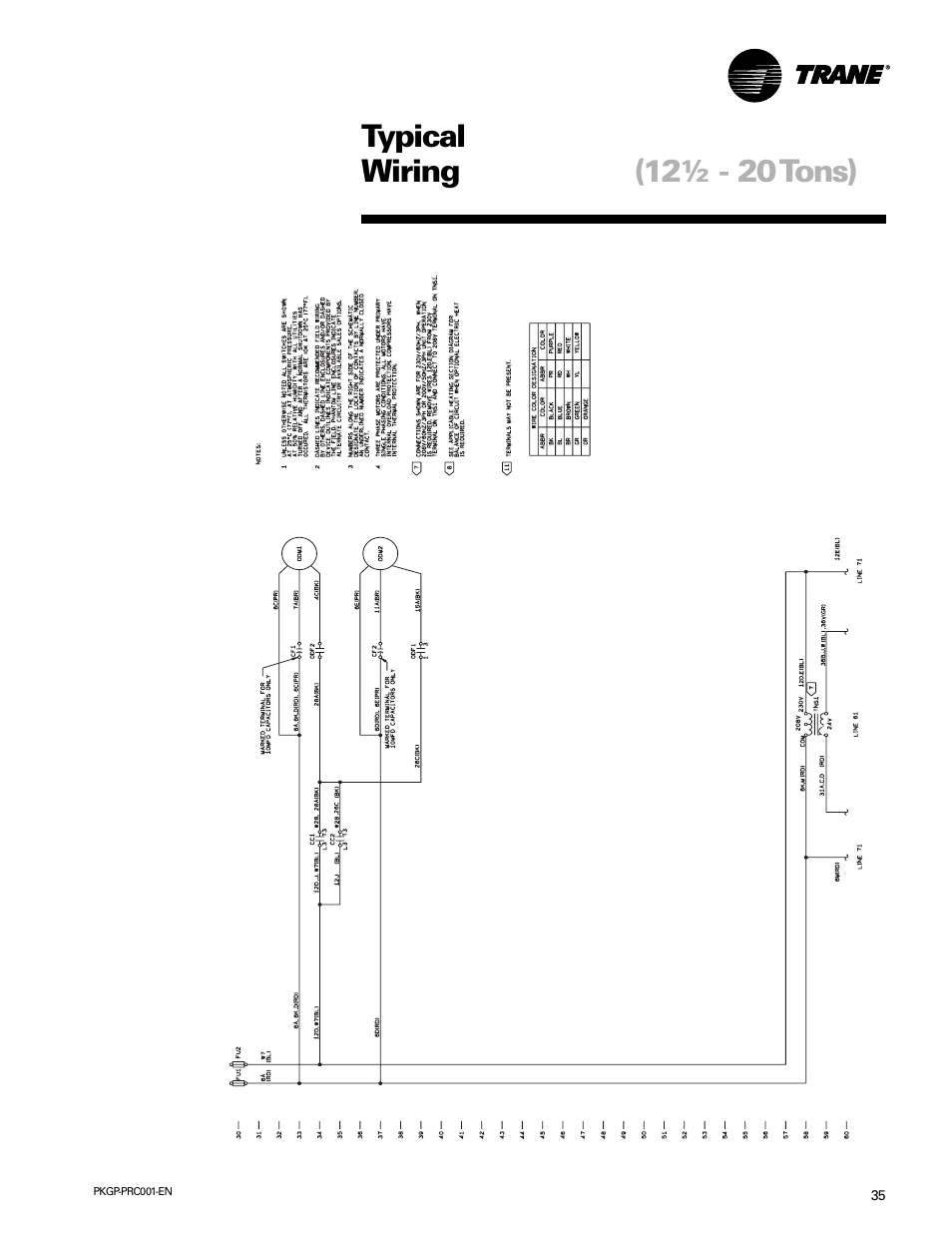 Typical wiring (12½ - 20 tons) | Trane PKGP-PRC001-EN User Manual | Page 35 / 52