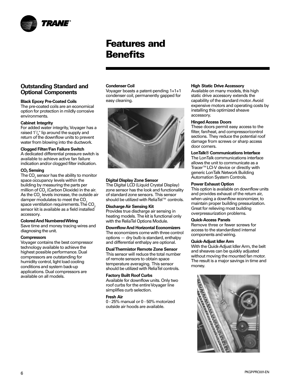 Features and benefits, Outstanding standard and optional components | Trane PKGP-PRC001-EN User Manual | Page 6 / 52