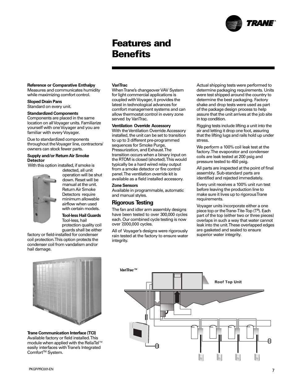 Features and benefits, Rigorous testing | Trane PKGP-PRC001-EN User Manual | Page 7 / 52