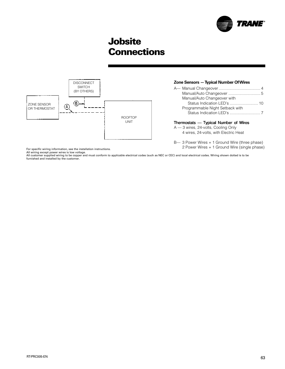Jobsite connections | Trane RT-PRC005 User Manual | Page 63 / 76