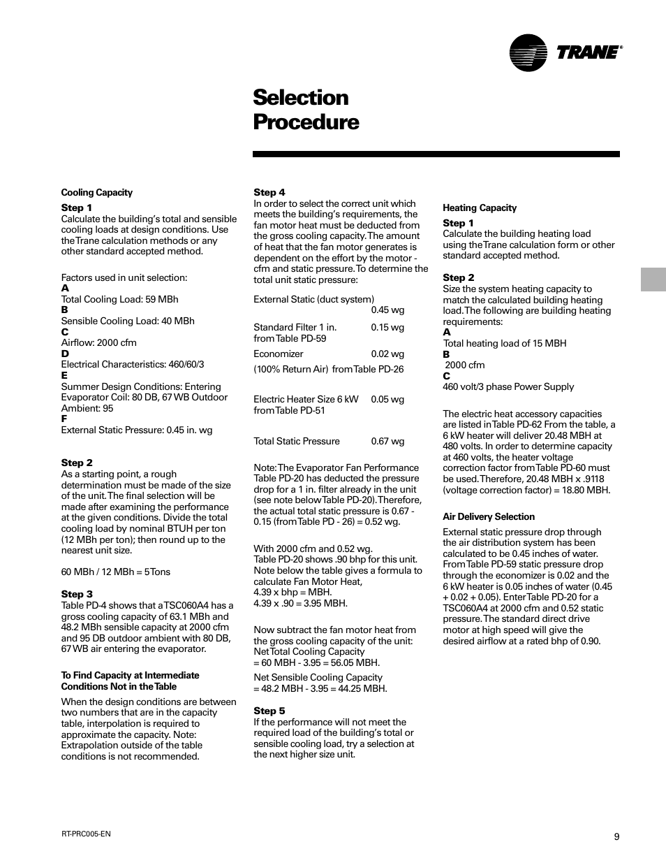 Selection procedure | Trane RT-PRC005 User Manual | Page 9 / 76