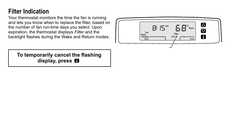 Filter indication | Trane XT500C User Manual | Page 26 / 68