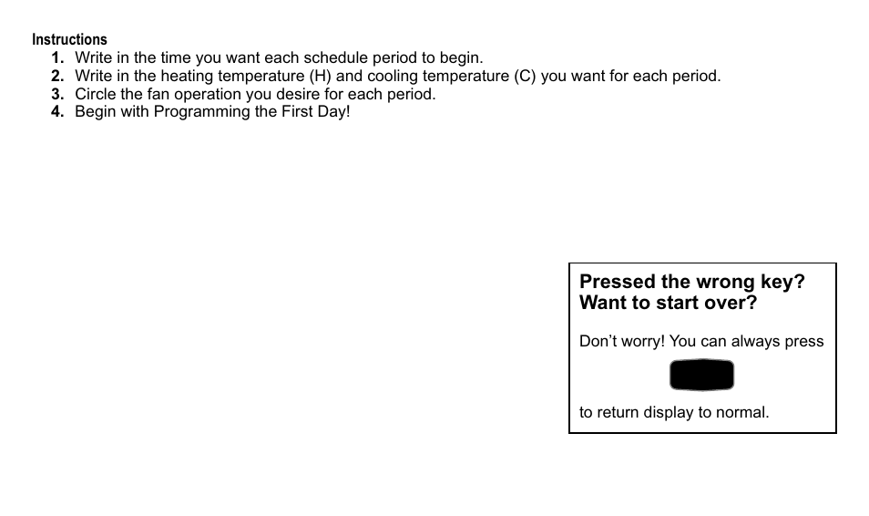 Pressed the wrong key? want to start over | Trane XT500C User Manual | Page 36 / 68