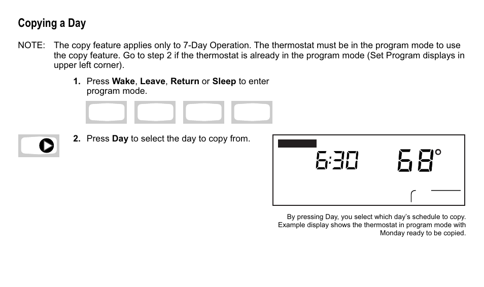 Copying a day | Trane XT500C User Manual | Page 44 / 68