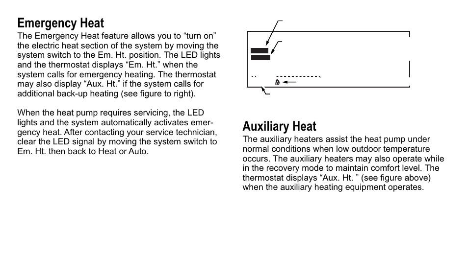 Emergency heat, Auxiliary heat | Trane XT500C User Manual | Page 9 / 68