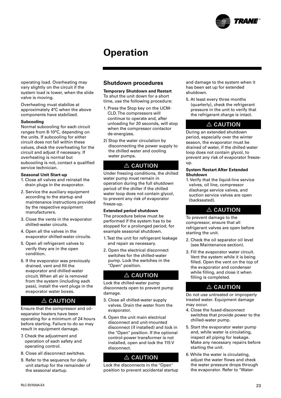Operation | Trane RTUB 207-224 User Manual | Page 23 / 32