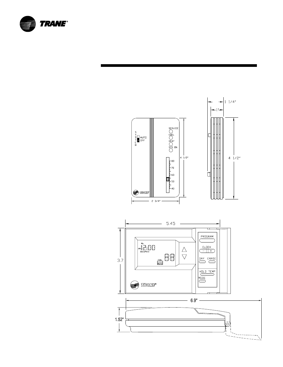 Field installed sensors, Dimensional data, Variable air volume vav) | Trane RT-PRC010-EN User Manual | Page 92 / 104
