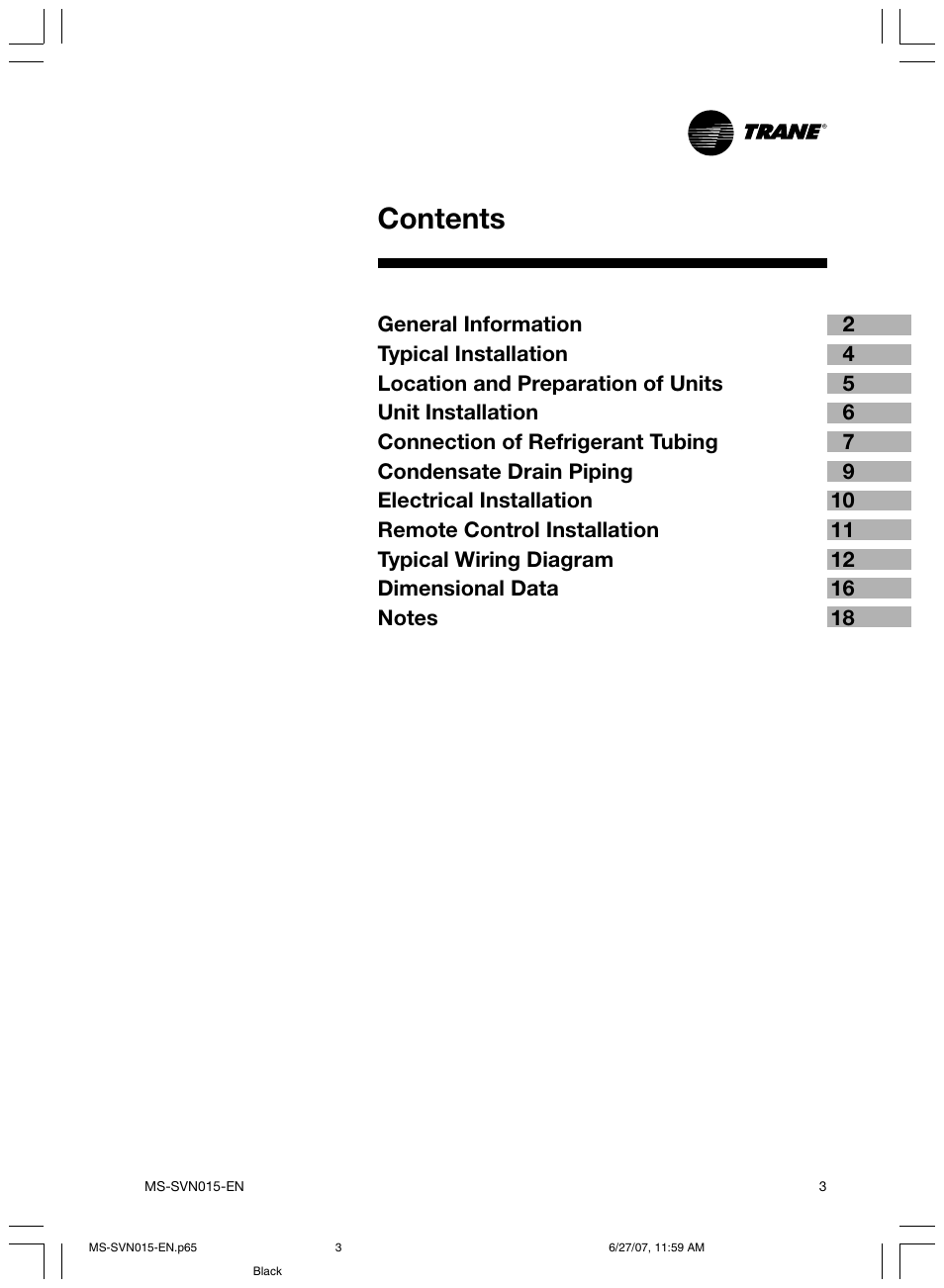 Trane New Stylus MS-SVN015-EN User Manual | Page 3 / 20