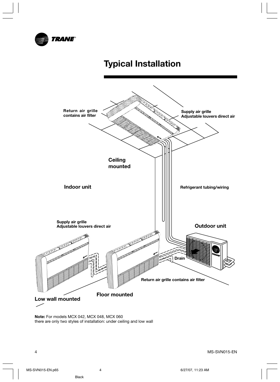 Typical installation | Trane New Stylus MS-SVN015-EN User Manual | Page 4 / 20