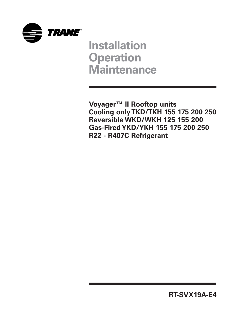 Trane RT-SVX19A-E4 User Manual | 64 pages