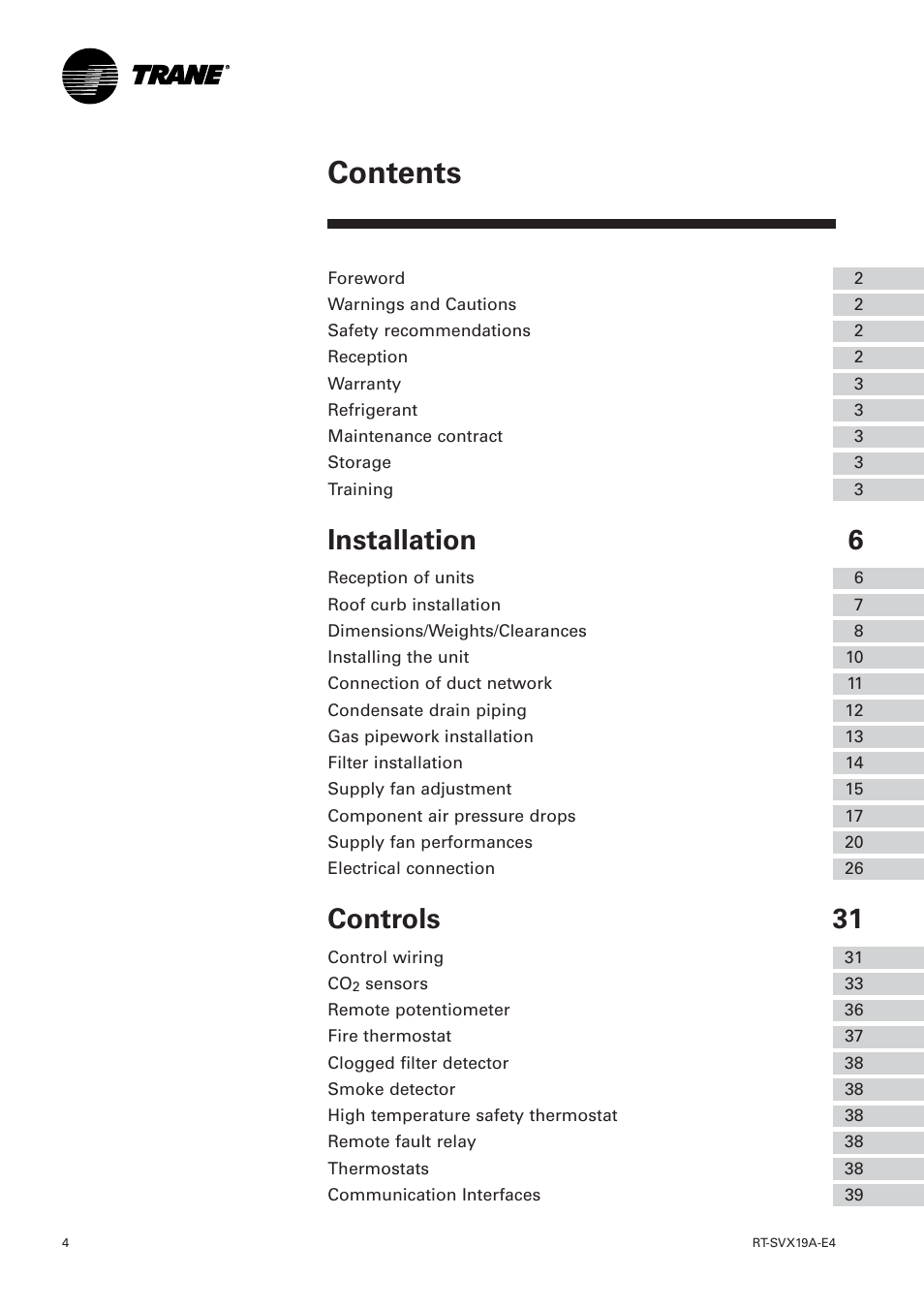 Trane RT-SVX19A-E4 User Manual | Page 4 / 64