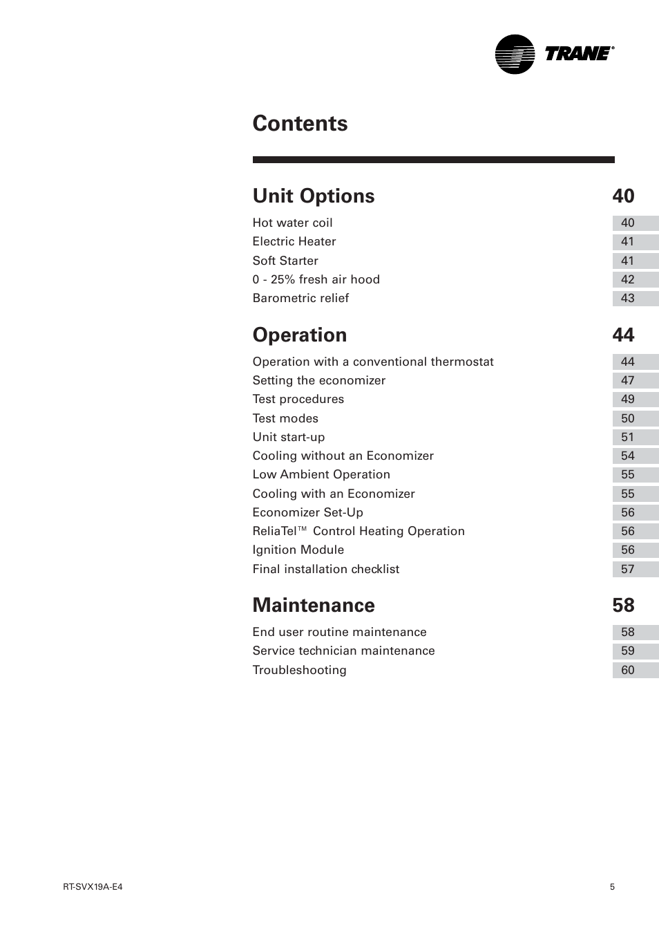 Trane RT-SVX19A-E4 User Manual | Page 5 / 64