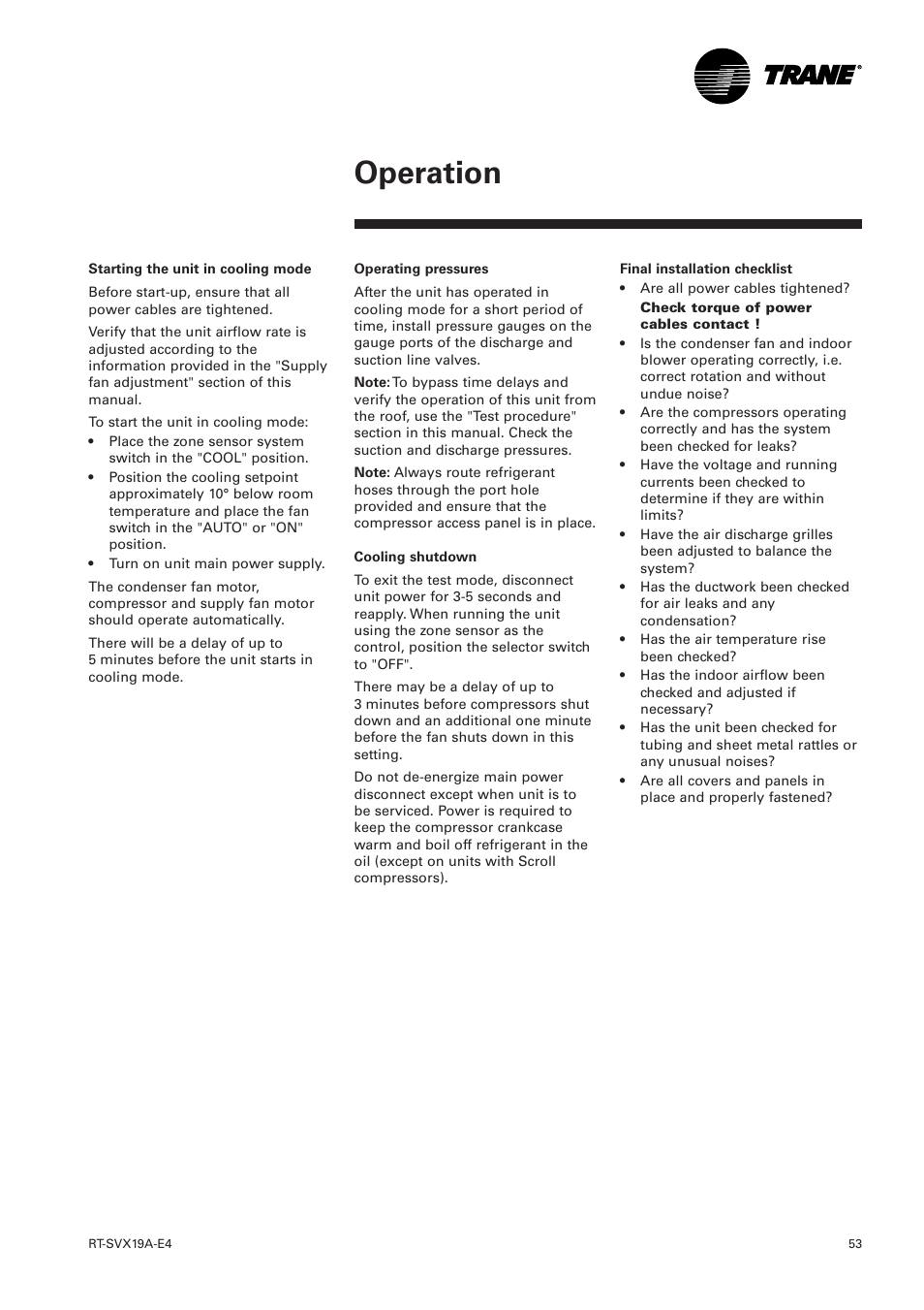 Operation | Trane RT-SVX19A-E4 User Manual | Page 53 / 64