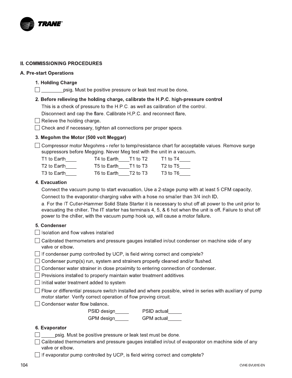 Trane CVHE-SVU01E-ENX39640712050 User Manual | Page 104 / 112