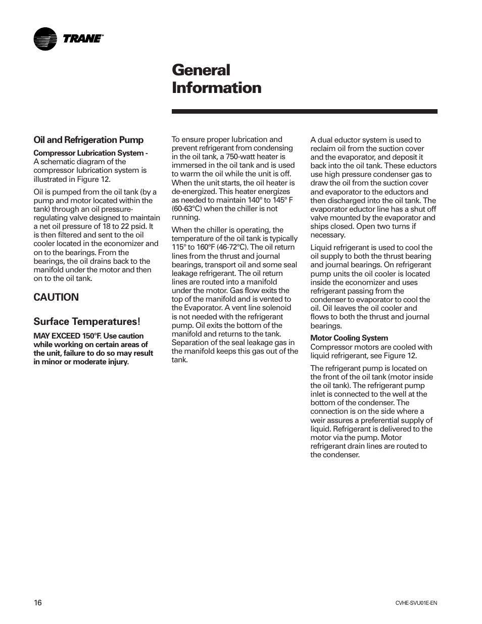 General information | Trane CVHE-SVU01E-ENX39640712050 User Manual | Page 16 / 112