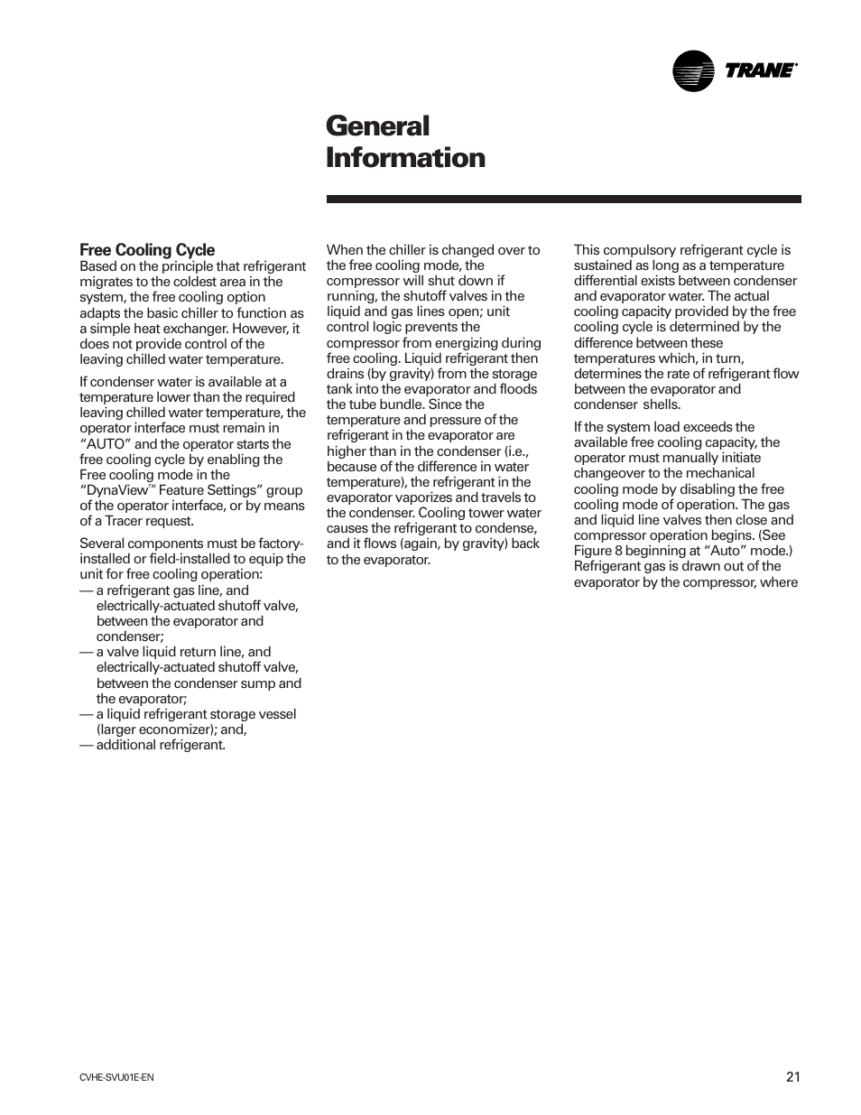 General information | Trane CVHE-SVU01E-ENX39640712050 User Manual | Page 21 / 112