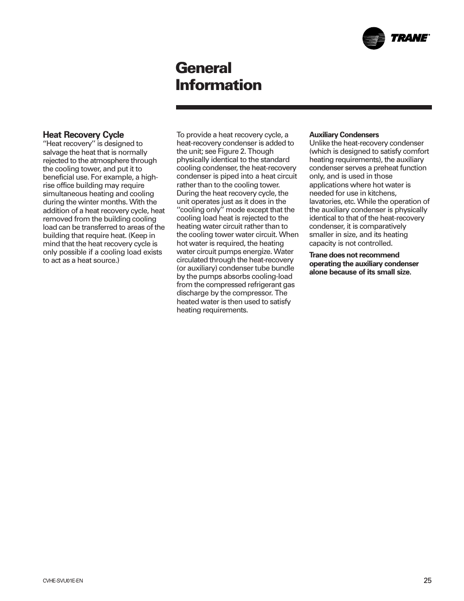 General information | Trane CVHE-SVU01E-ENX39640712050 User Manual | Page 25 / 112
