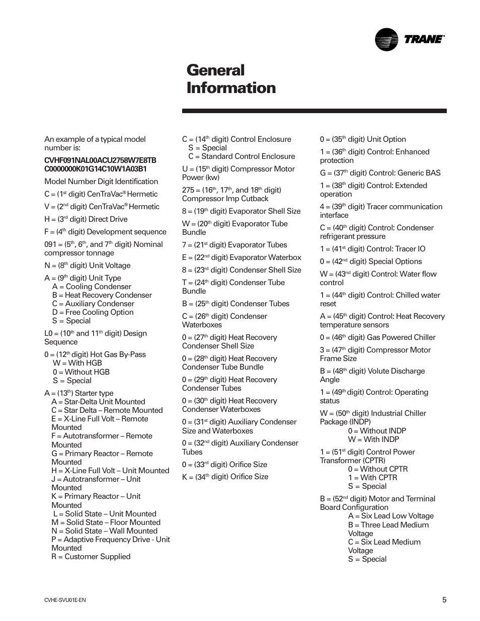 General information | Trane CVHE-SVU01E-ENX39640712050 User Manual | Page 5 / 112