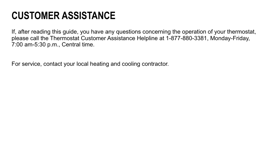 Customer assistance | Trane taystat 570 User Manual | Page 10 / 12