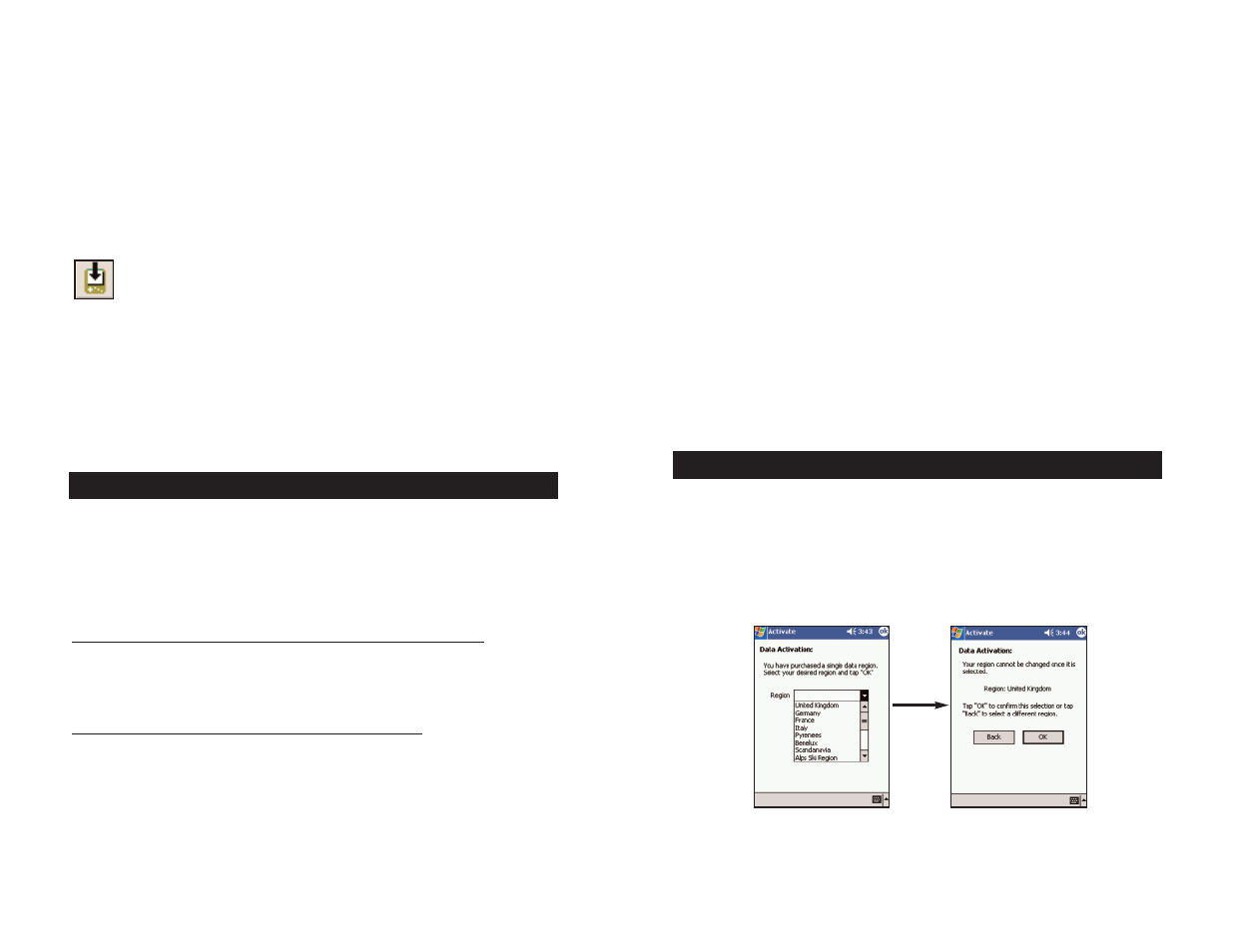 Activate the software 6. map region selection | TravRoute Pocket PC 5 User Manual | Page 5 / 63