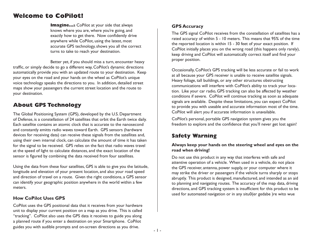 Welcome to copilot | TravRoute CoPilot Live User Manual | Page 3 / 52
