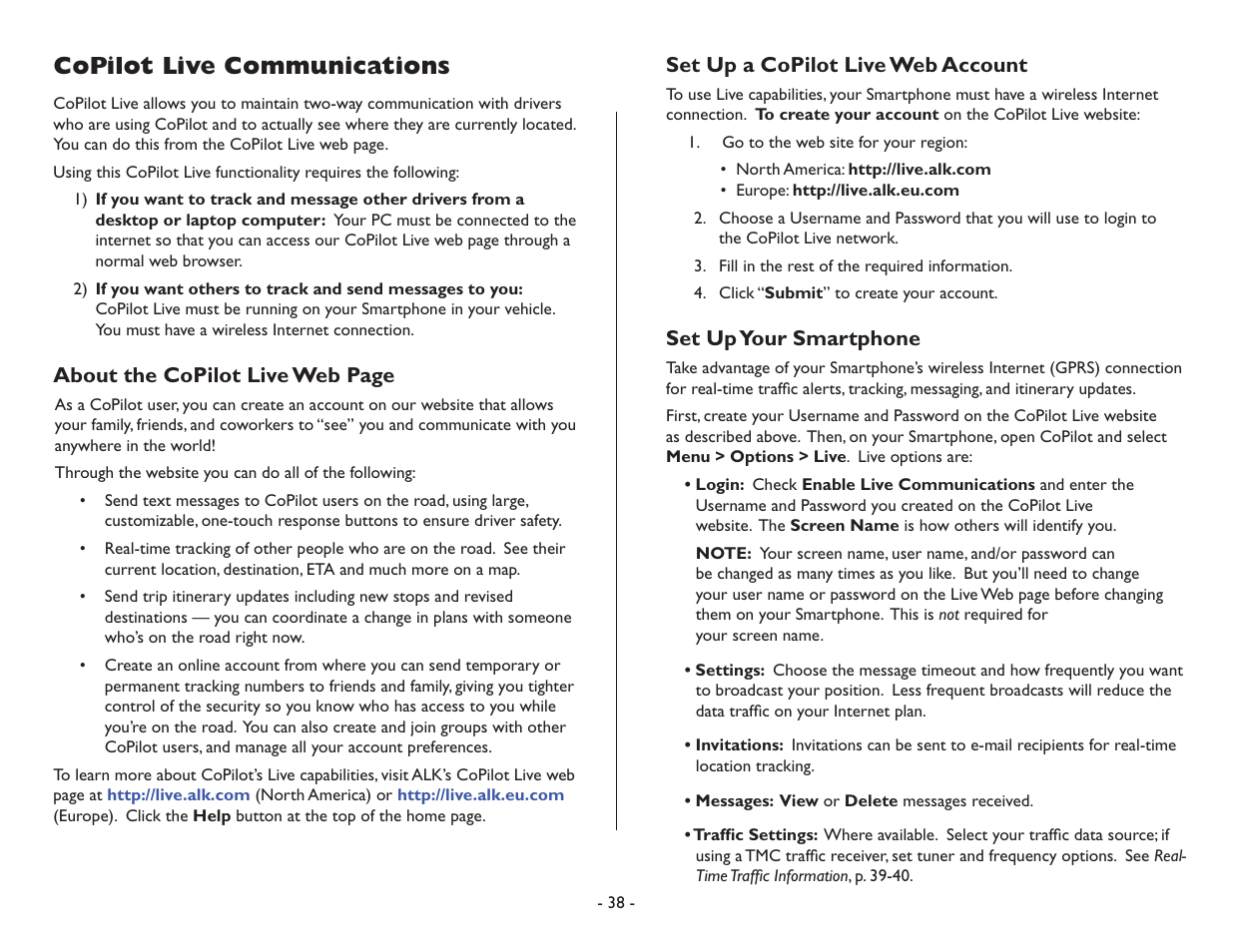 Copilot live communications | TravRoute CoPilot Live User Manual | Page 40 / 52