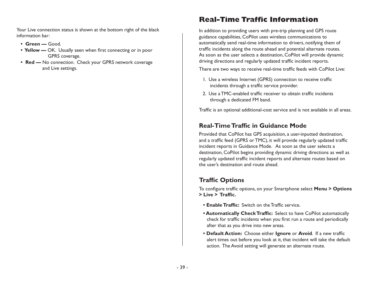 Real-time traffi c information | TravRoute CoPilot Live User Manual | Page 41 / 52