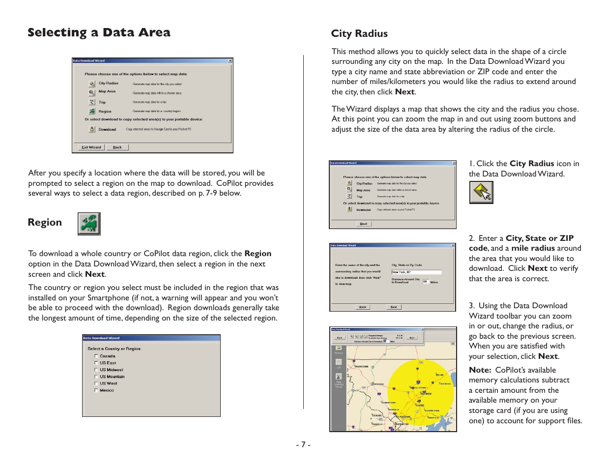 Selecting a data area | TravRoute CoPilot Live User Manual | Page 9 / 52