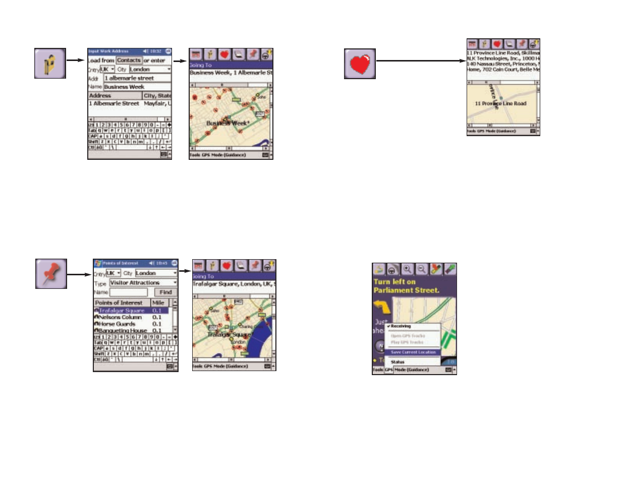 Entering a work address finding points of interest, Favorites, Closing copilot | TravRoute CoPilot GPS Receiver User Manual | Page 24 / 46