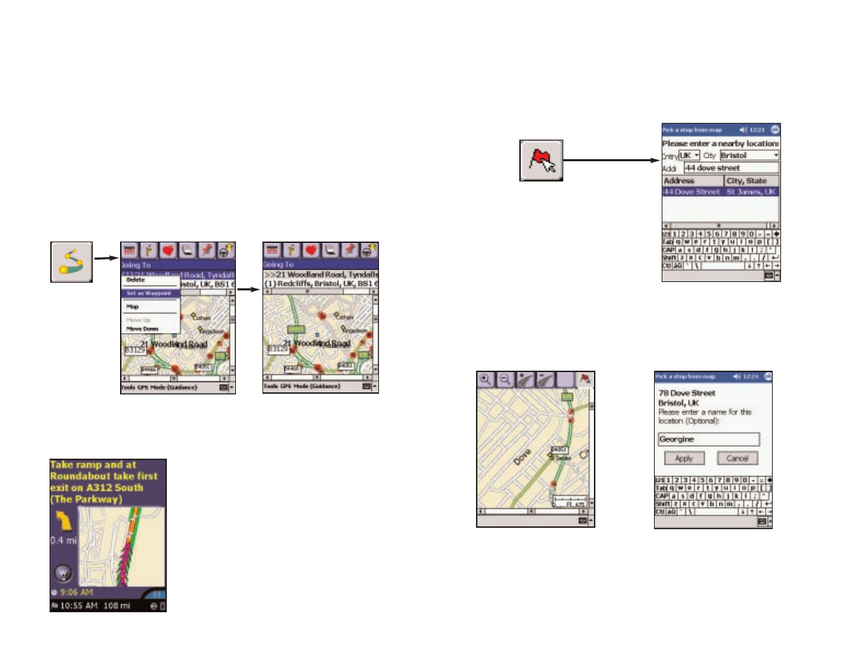 Trip editing and waypoints, Getting eta’s and distances, Picking stops from the map | TravRoute CoPilot GPS Receiver User Manual | Page 26 / 46