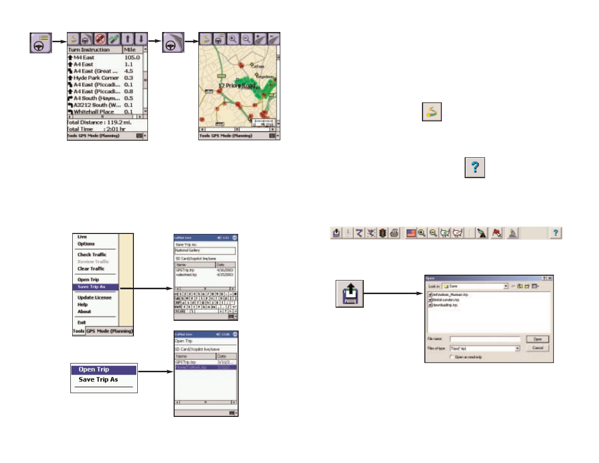 Trip planning on your desktop, Saving and loading trip itineraries | TravRoute CoPilot GPS Receiver User Manual | Page 34 / 46
