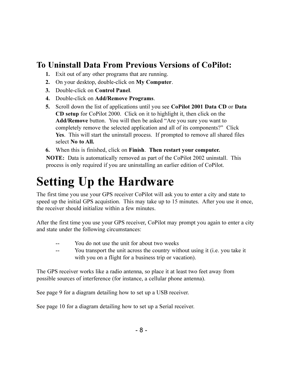 Setting up the hardware | TravRoute CoPilot 2002 User Manual | Page 12 / 56