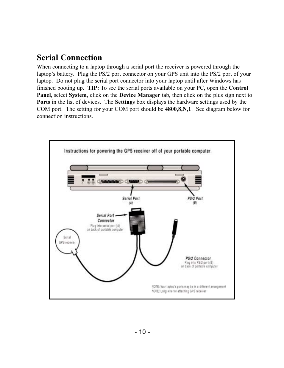 Serial connection | TravRoute CoPilot 2002 User Manual | Page 14 / 56