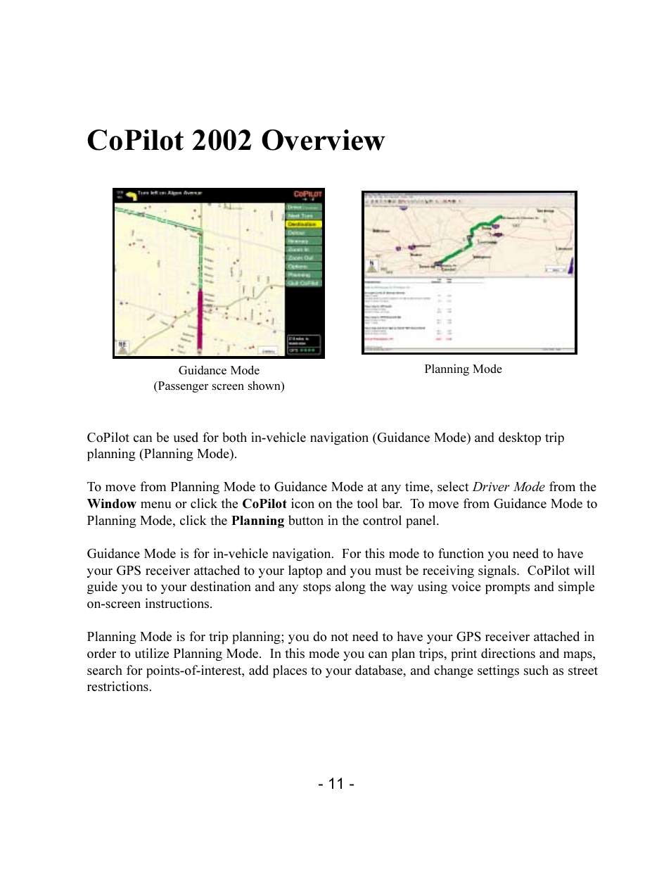 Copilot 2002 overview | TravRoute CoPilot 2002 User Manual | Page 15 / 56