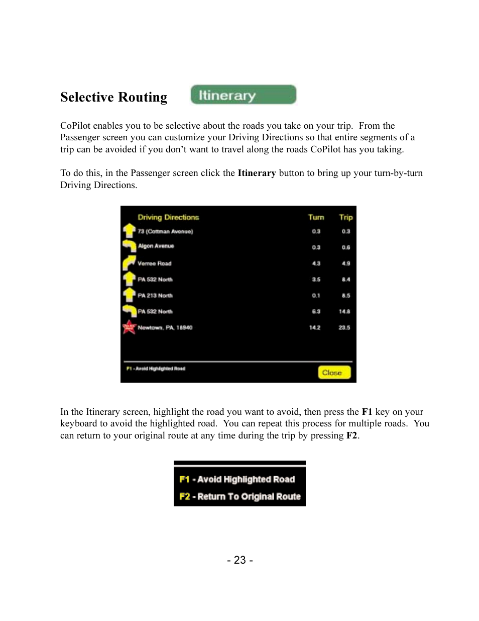 Selective routing | TravRoute CoPilot 2002 User Manual | Page 27 / 56