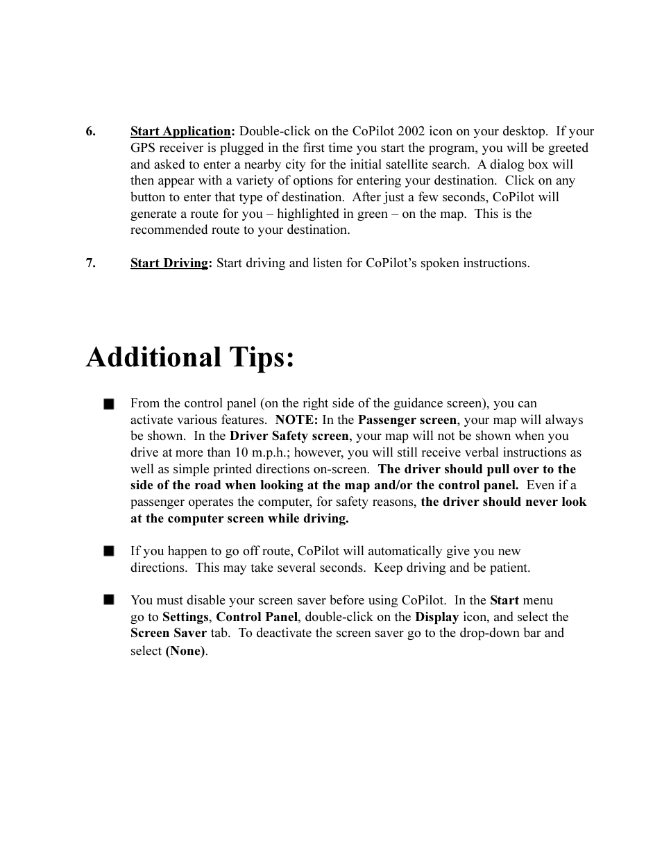 Additional tips | TravRoute CoPilot 2002 User Manual | Page 3 / 56
